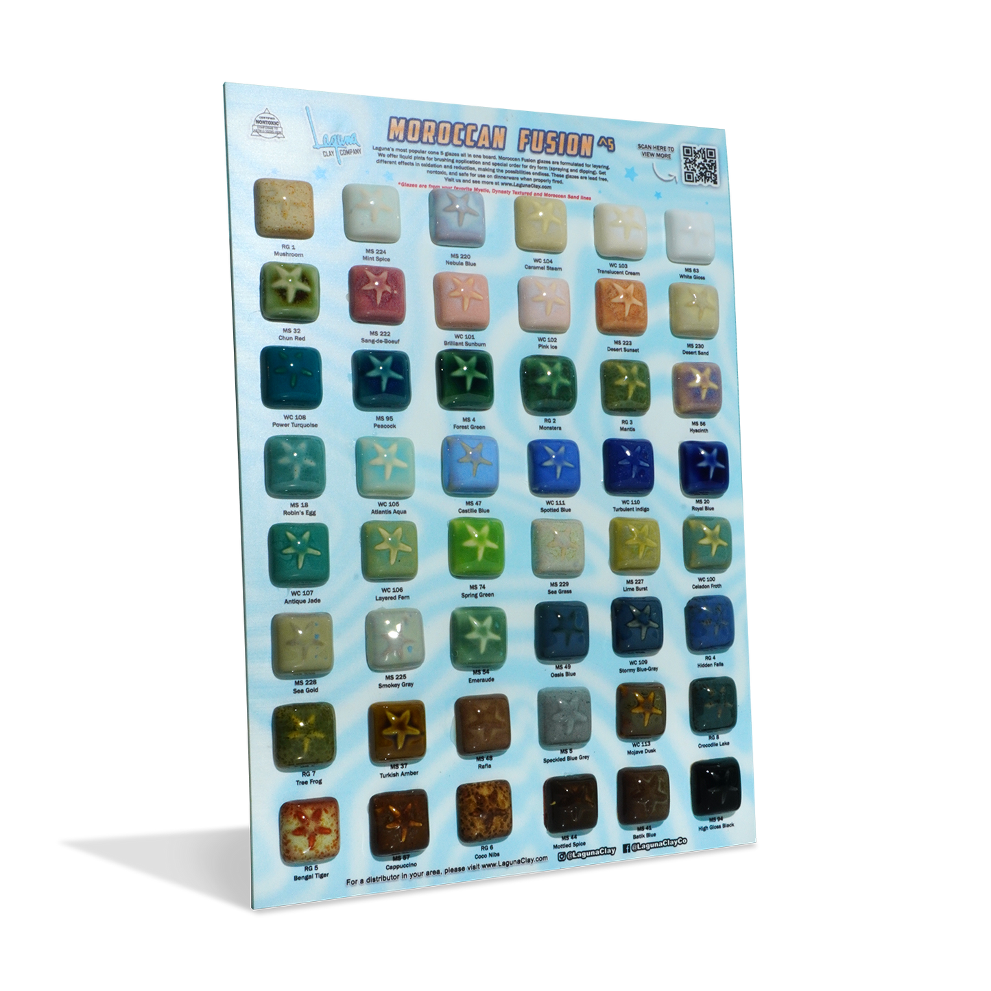 MOROCCAN FUSION ^5 GLAZE SAMPLE BOARD W/TILES