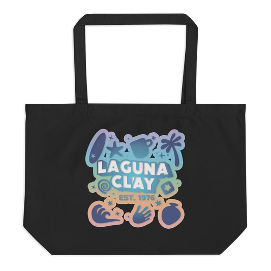 Laguna Tote Bag - Black w/ Rainbow Print