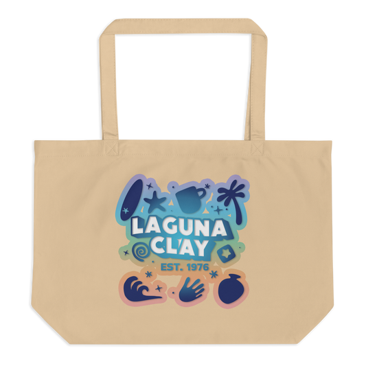 Laguna Tote Bag - Oyster w/ Rainbow Print
