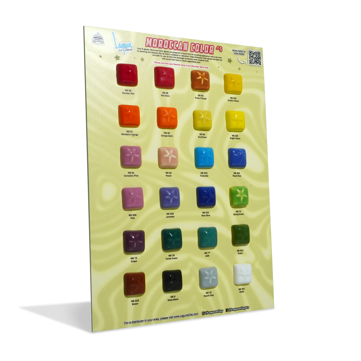 MOROCCAN COLOR ^5 GLAZE SAMPLE BOARD W/TILES