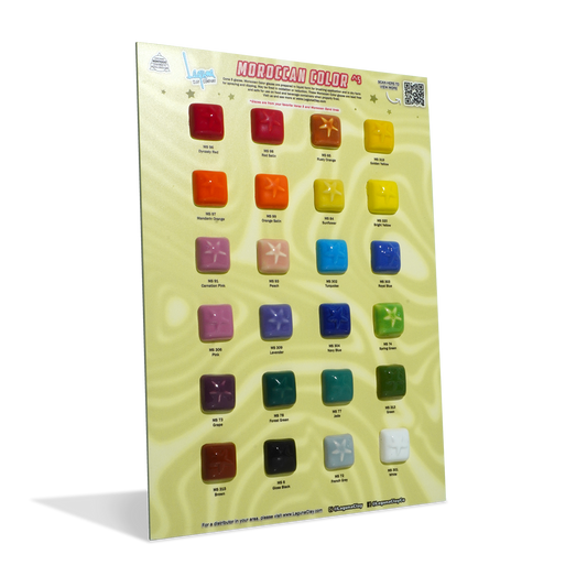 MOROCCAN COLOR ^5 GLAZE SAMPLE BOARD W/TILES